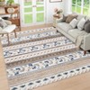 Floral Rug for Living Room Bedroom, 4x6 Washable Rug, Boho Area Rug, Large Non Slip Low Pile Wool Carpet for Dining Room, Kids Room - 4 of 4