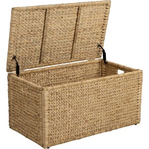 eHemco Heavy-duty Water Hyacinth Wicker Storage Trunk with Metal Frame, 36 by 20 by 18.5 Inches, Natural - 1 of 4