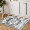 9x12 Area Rug Washable, Low-Pile Rug with Non-Slip Rubber Backing, Boho Vintage Style, Ideal for Bedroom Living Room Home Office Playroom, Blue - 3 of 4