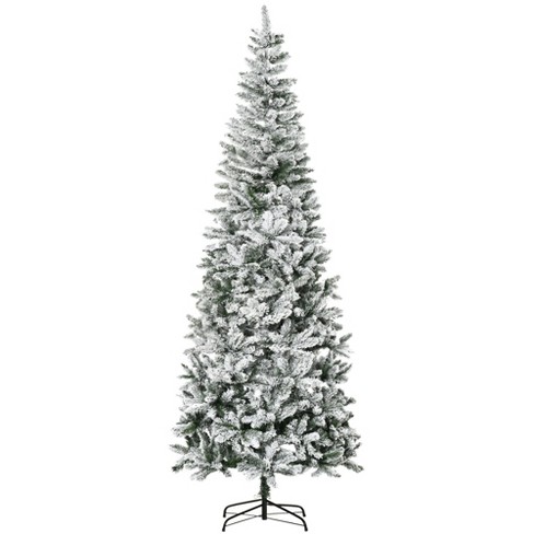 HOMCOM 9 FT Unlit Snow-Flocked Slim Pine Artificial Christmas Tree with Realistic Branches and 1084 Tips - image 1 of 4