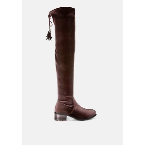 Rumple Velvet Over The Knee Clear Heel Boots Women - 1 of 4