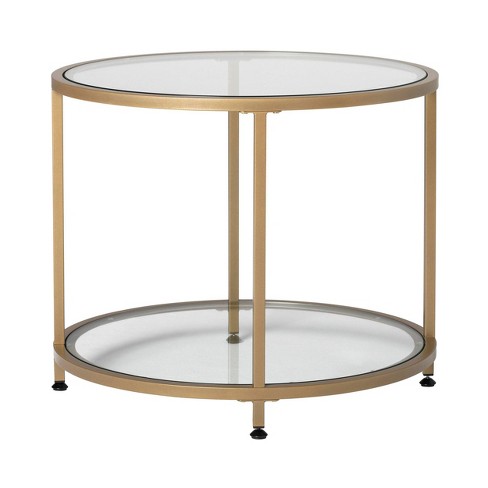 26 Camber Modern Glass Round End Table, Glass Round Side Table