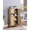 Mid Century Modern Rattan Storage Cabinet with 4 Doors & Adjustable Shelves,Accent Pantry for Living Room Dining Room Bedroom-Baofuwish - 3 of 4