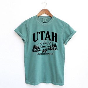 Simply Sage Market Women's Utah Forest Scene Short Sleeve Garment Dyed Tee - 1 of 4