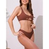 INSPIRE CHIC Women's Cutout Racerback Ribbed Bikini Sets, Scoop Neck Top Triangle Bottom Swimwear Bathing Suits 1 Set - 2 of 4