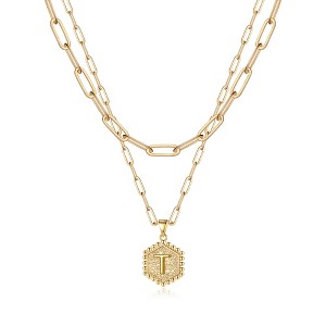 Turandoss 2PCS Dainty Gold Necklace for Women Girls - Layered Initial Pendant Necklaces, Gold Jewelry for Women, Birthday Gifts for Girls 8-18 - 1 of 4