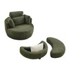 Fabric Round Swivel Chair with Moon Ottoman and 4 Pillows - 3 of 4