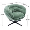 Modern 360° Swivel Office Chair,Chenille Upholstered Lounge Chair With Metal Base,Round Living Room Armless Swivel Chair-Coolbibila - 4 of 4
