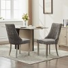 Chenille Upholstered Dining Chairs Set of 2, High Back Kitchen Accent Chairs, Channel Tufted Seat with Gold Legs-The Pop Home - 3 of 4