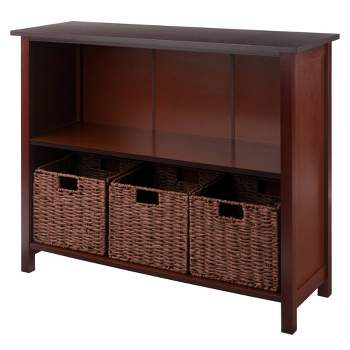 30" 4pc Milan Storage Shelf with Baskets Walnut - Winsome