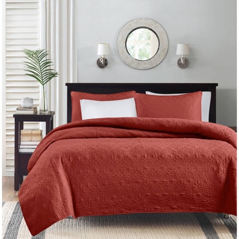 Vancouver Quilted Coverlet Set King California King Red 3