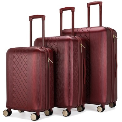 Badgley Mischka Diamond Expandable Hardside Checked 3pc Luggage Set ...