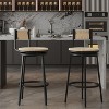 CAVINAS 26.77"Paper Rope Woven Bar Stools,Set of 2,Boho Counter Stools with Backrest&Footrest,Dining Chairs for Kitchen&Dining Room - 2 of 4