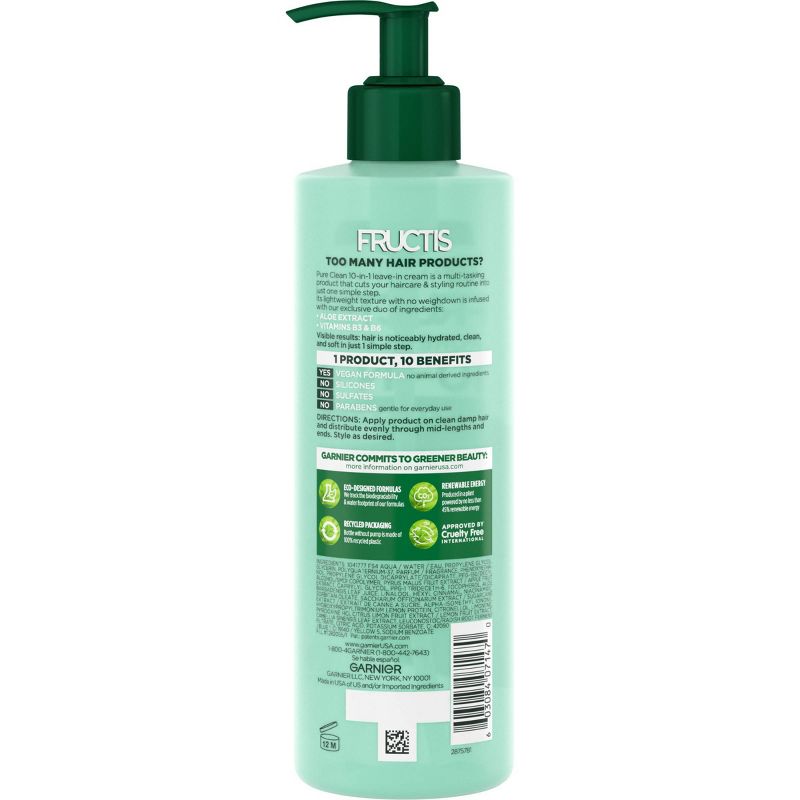 Garnier Fructis Pure Clean 10-in-1 Care and Styling Leave In Cream - 12 fl oz, 2 of 5