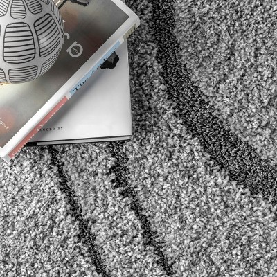Dark Grey Abstract Pattern Shag Area Rug 5' 3" x 7' 6"