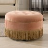NicBex Modern 24" Round Ottoman Upholstered Footstools with Button Tufted Top for Bedroom and Living Room - 2 of 4