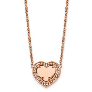 Chisel Stainless Steel Rose IP-plated Cubic Zirconia Heart on a 19" Cable Chain Necklace with 2" Ext. Necklace - 1 of 1