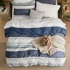 3 Pieces Reversible Striped Duvet Cover Set with Zipper Closure Bedding Set with 8 Corner Ties - 3 of 4
