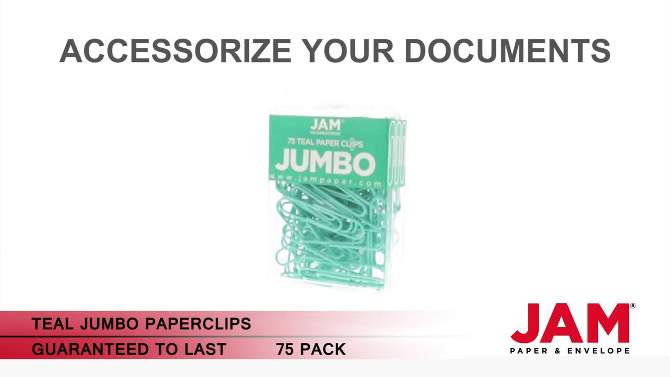 JAM Paper 2" 75pk Colorful Jumbo Paper Clips - Large, 5 of 6, play video