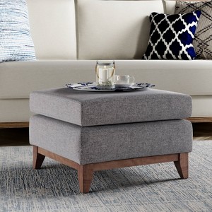 Maxwell Ottoman Gray - Finch: Modern Upholstered Footstool, 22"x24" Wood Frame, 500lb Capacity - 1 of 4