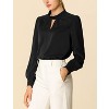 INSPIRE CHIC Women's Office Keyhole Elegant Stand Collar Long Sleeve Back Neck Button Blouse - 2 of 4
