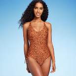 Women's Side-Tie Plunge One Piece Swimsuit - Shade & Shore™ Animal Print