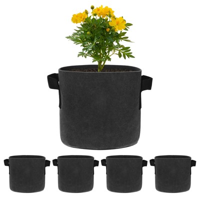 Unique Bargains Thickened Fabric Durable Handles Multipurpose Good Drainage Plant Grow Bags 5 Pcs