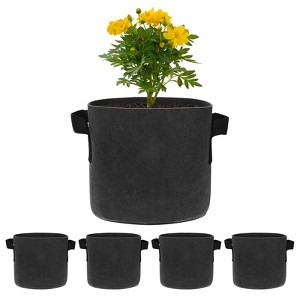Unique Bargains Thickened Fabric Durable Handles Multipurpose Good Drainage Plant Grow Bags 5 Pcs - 1 of 4