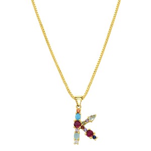 Adornia 14k Gold Plated Multi Color Stone Initial Necklace - 1 of 4