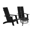 Flash Furniture Set of 2 Black Dual Slat Poly Resin Adirondack Chairs-22" Round Fire Pit - image 2 of 4