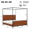 Christopher Knight Home Evelyn Modern Iron Canopy Bed Frame with Upholstered Headboard - 3 of 4