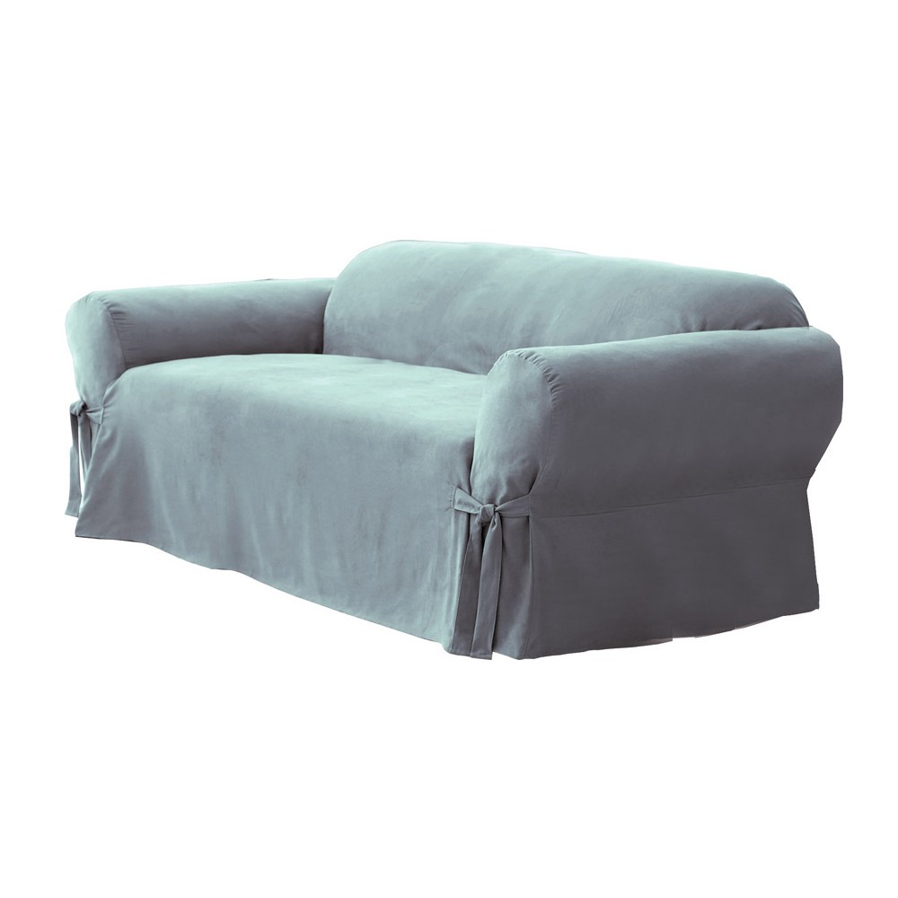 UPC 047293345357 product image for Sure Fit Soft Suede Sofa Slipcover - Smoke Blue | upcitemdb.com