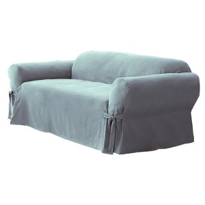 Soft Suede Sofa Slipcover Smoke Blue - Sure Fit, Grey Blue