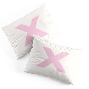 Deny Designs Standard April Lane Art Block Pink Monogram X Microfiber Printed Pillow Sham - 1 of 3