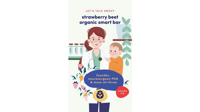 Cerebelly Organic Strawberry Beet Smart Snack Bars - 4.2oz/5pk, 2 of 7, play video