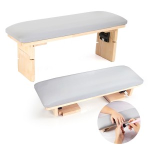 Saviland Salon-Grade Arm Support: Vegan Leather Cushion w/ Height-Adjustable Birch Base - Ergonomic Nail Tech Rest. (Birch) - 1 of 4