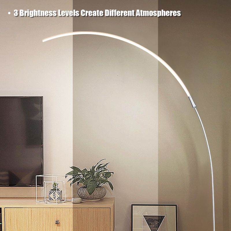 LED Arc Floor Lamp Modern Minimalist Standing Lamp w/ 3 Brightness Levels Silver, 5 of 11