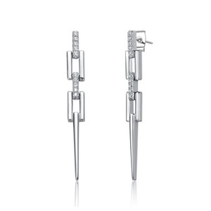 Guili Sterling Silver White Gold Plated Drop Earrings with Cubic Zirconia – A Radiant and Sophisticated Jewelry Piece for Effortless Elegance - 1 of 3