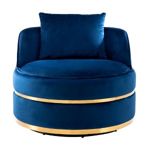 Racxily 360 Degree Swivel Accent Chair, Velvet Modern Upholstered Barrel Chairs, Over-Sized Soft Chair with Seat Cushion - 1 of 4
