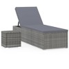 vidaXL Sun Lounger with Cushion and Tea Table Poly Rattan Gray - 2 of 4