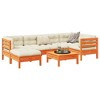 vidaXL 7 Piece Patio Sofa Set with Cushions Wax Brown Solid Wood Pine - Wax Brown - 2 of 4