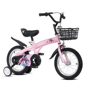 NAYSAYE Bicycles 18 Inch Kids Bike with Training Wheels Adjustable Saddle for Neighborhood Rides, Pink, 46.4"*20.3"*30.8" - 1 of 4