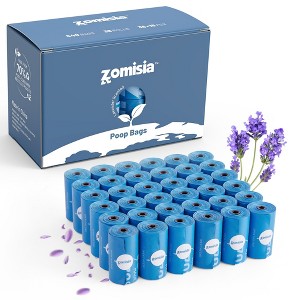 ZOMISIA Dog Poop Bags Rolls - Black-Lined Lavender Dog Waste Bags with Holder, Extra Thick 100% Leakproof, 70% Recycled GRS Certified - 1 of 4