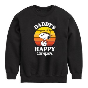 Boys' - Peanuts - Daddy's Little Camper Graphic Long Sleeve Fleece Sweatshirt - 1 of 4