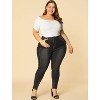 Agnes Orinda Women's Plus Size Mid Rise Stretch Washed Skinny Denim Jeans - 4 of 4