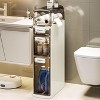 4-Tier Slim Storage Cabinet with Wheels, 7.1" Wide Freestanding Organizer with 3 Drawers & Toilet Paper Holder, for Bathroom, Kitchen - 4 of 4