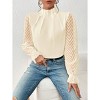Womens Long Sleeve Shirts Pleated Lace Tops Mock Neck Business Casual Tunic Chiffon Blouses - 2 of 4