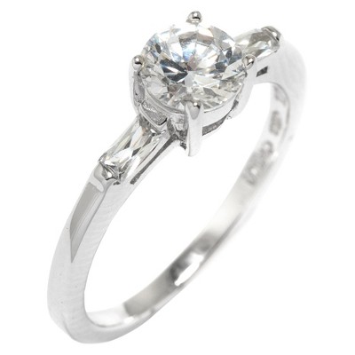 Sterling Silver Cubic Zirconia Engagement Ring - Clear (Size 7)