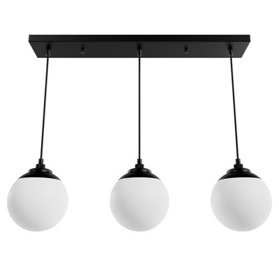 3-Light Hepburn Cased White Glass Linear Pendant Cluster Ceiling Light - Hunter Fan