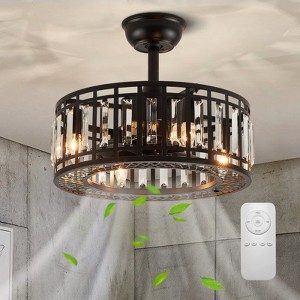 Ludomide Ceiling Fan with Light and Remote, Vintage Caged Chandelier Fan Enclosed Ceiling Fan for Kitchen Dining Room - 1 of 4